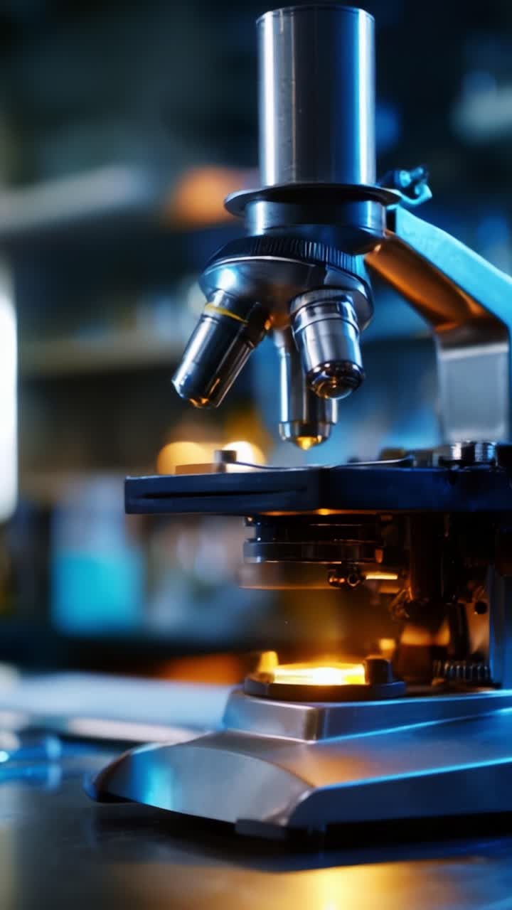 Illuminated Microscope: A Close-Up of Advanced Laboratory Equipment for Scientific Research, Highlighting Precision and Clarity in Observation Techniques