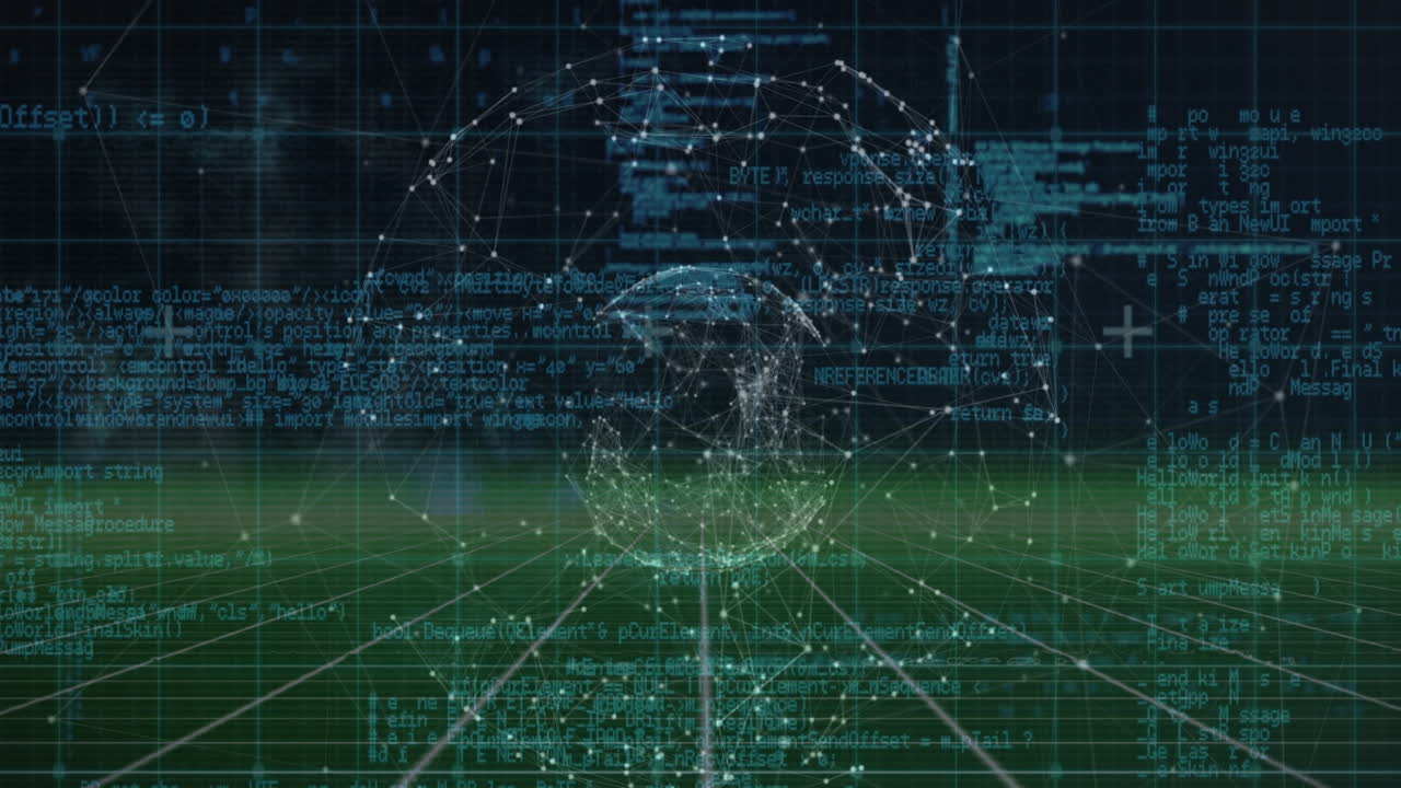 Animation of globe with connections and data processing