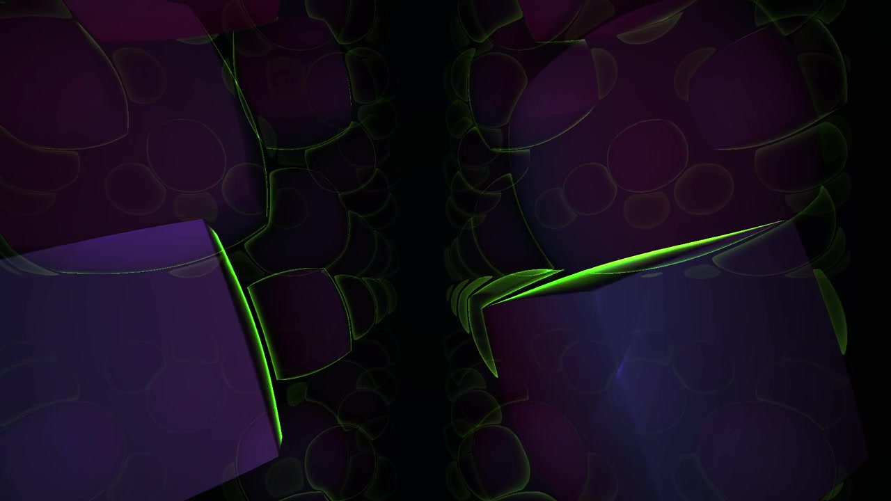Vibrant Neon Spheres and Cubes Moving in a Dark Digital Space