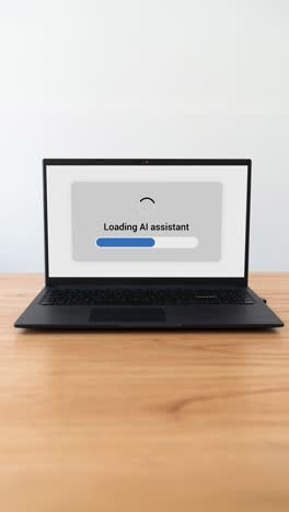 vertical shot of a laptop loading ai assistant. concept of using artificial intelligence for work.