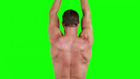 Muskulöser-Mann,-Der-Seine-Arme-Ausstreckt