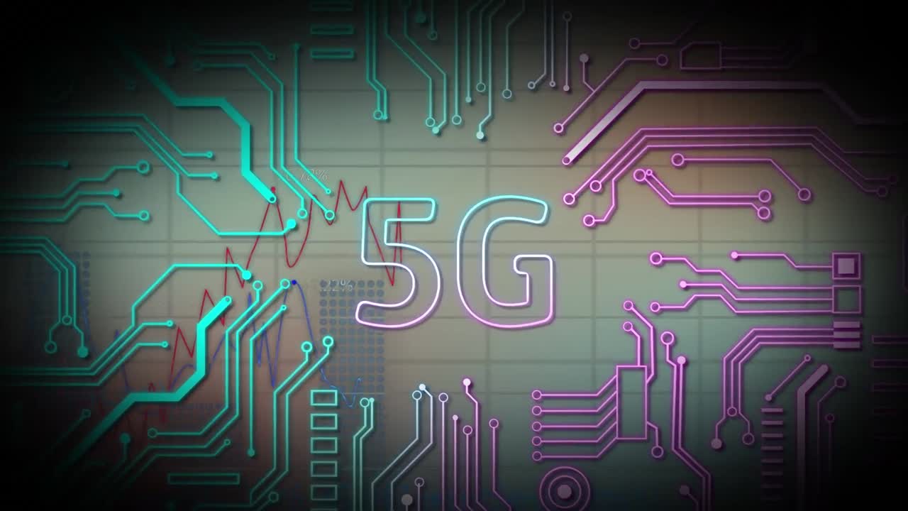 animación de circuito integrado, procesamiento de datos y 5g sobre fondo verde
