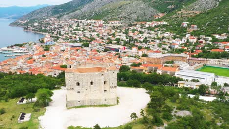 nehaj fortress and town of senj in background, velebit channel of croatia