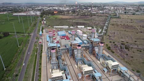 aerial shot in orbit of an electric power generation plant