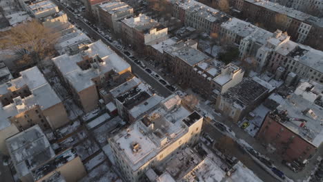 aerial view of bedford-stuyvesant brooklyn on a winter day. shot in new york city