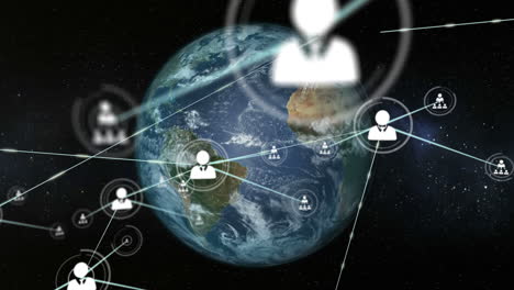 conectores en movimiento y datos digitales con globo digital