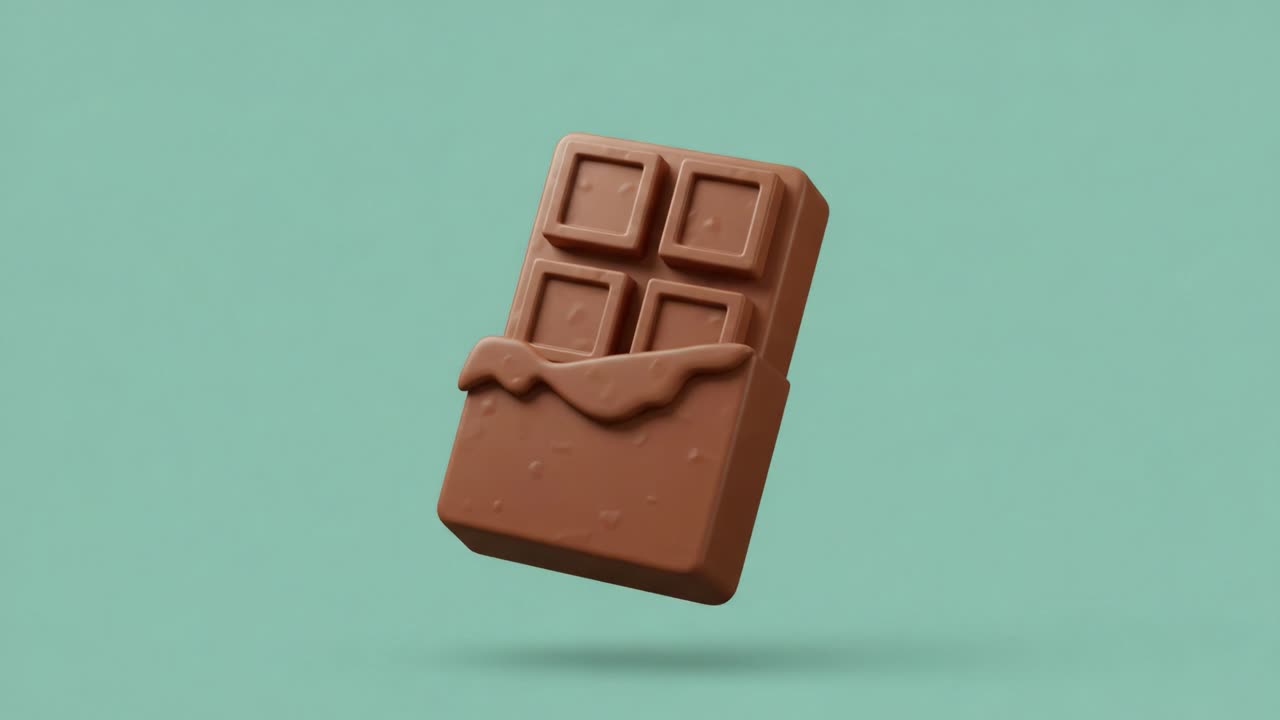 Delightful Chocolate Transformation: A Visual Journey of Chocolate Bar Melting and Dripping on a Vibrant Background, Evoking Sweetness and Indulgence
