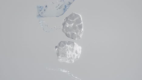 water splashing ice cubes