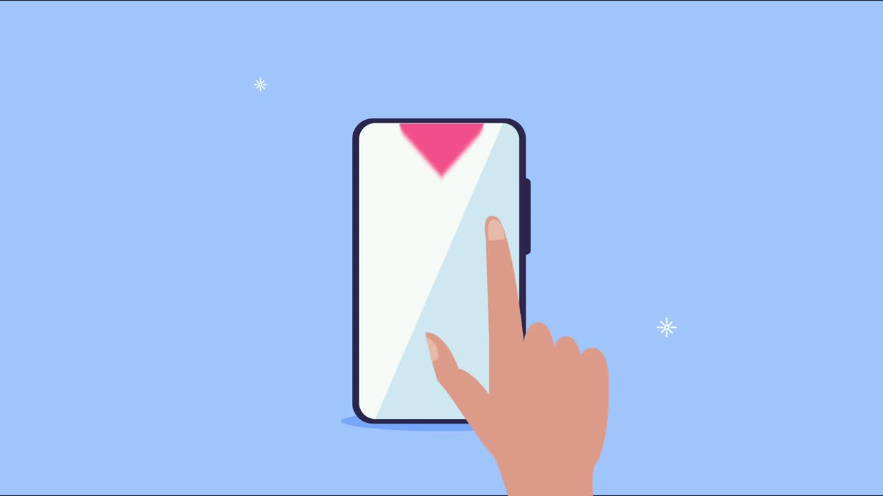 hand using smartphone with heart social media