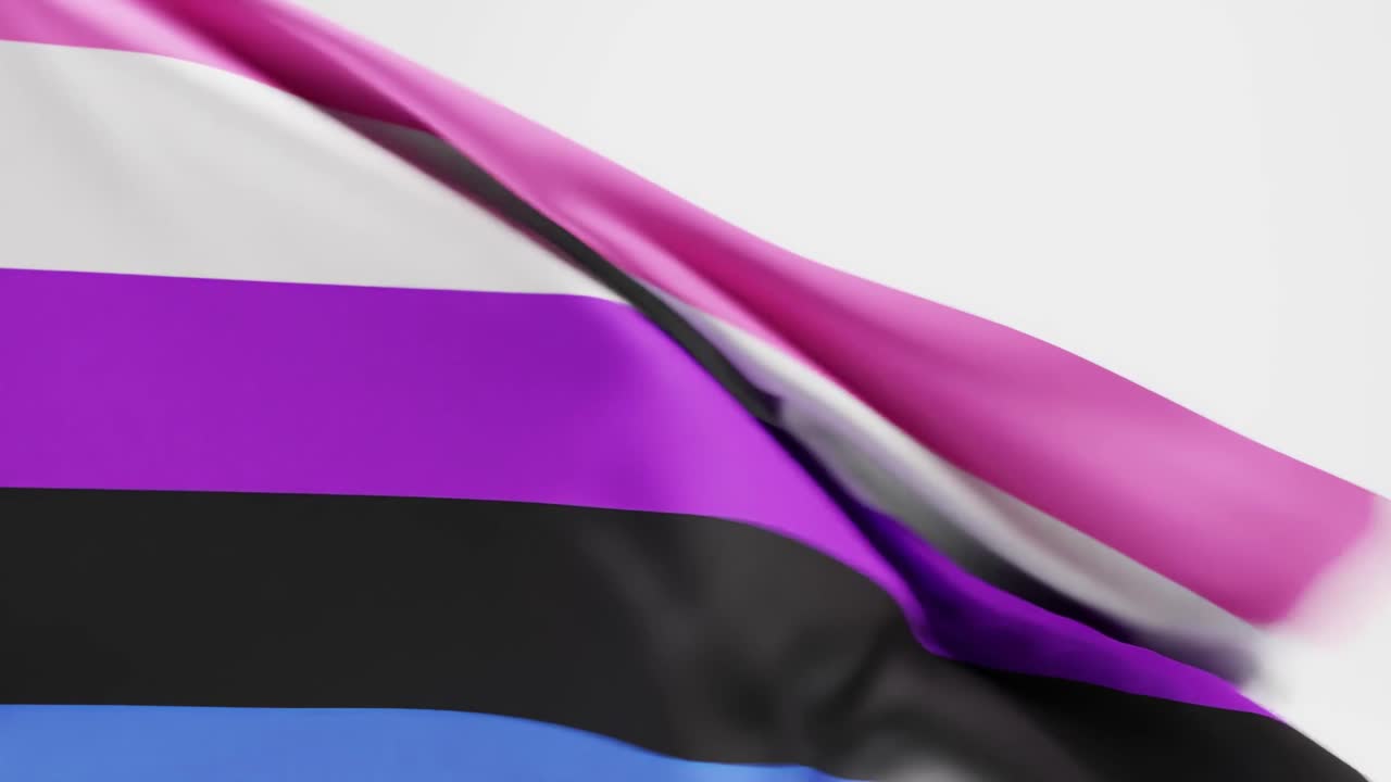 3D render of waving Gender Fluid Pride Flag against white background