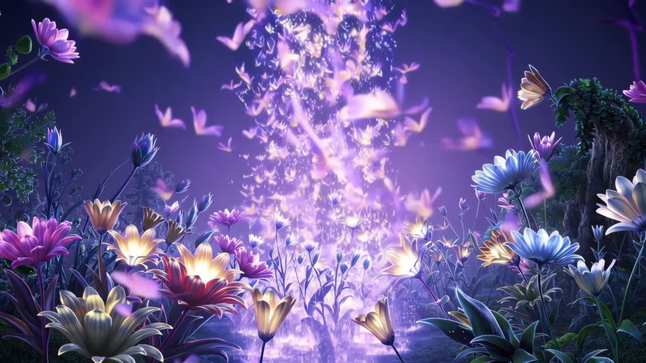 Enchanted Garden with Glowing Butterflies