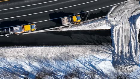 an aerial view of a highway after a heavy snowfall