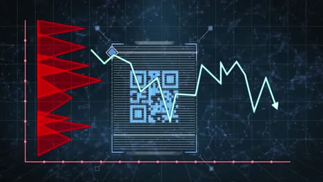 animación de gráficos y código qr sobre fondo marino
