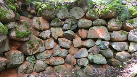 an old rocky rock is found in the forest