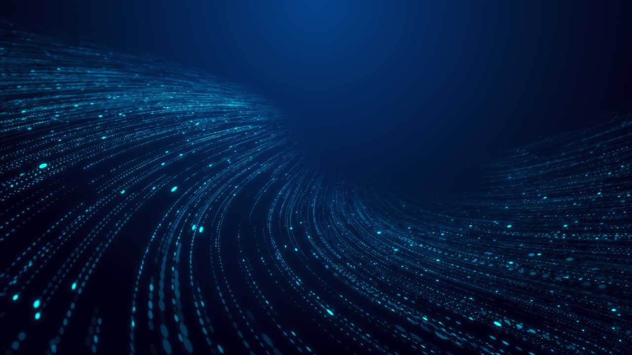 Big data abstract technology matrix background light data waving animation digital landscape