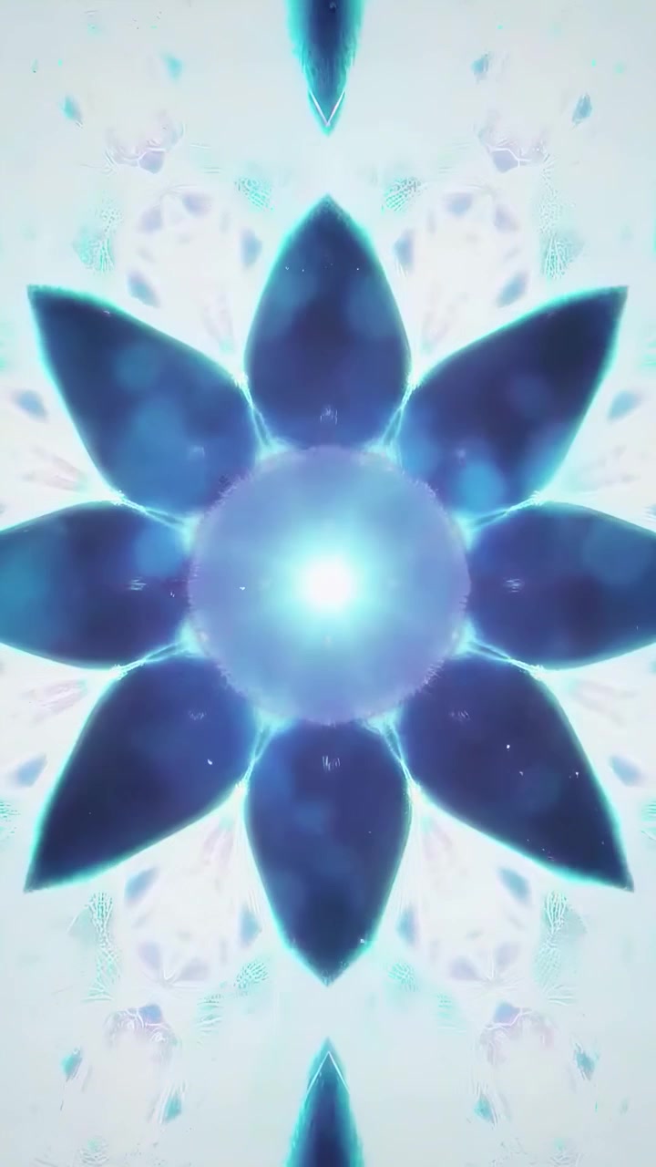 Motivo astratto a caleidoscopio blu con effetti di luce brillante