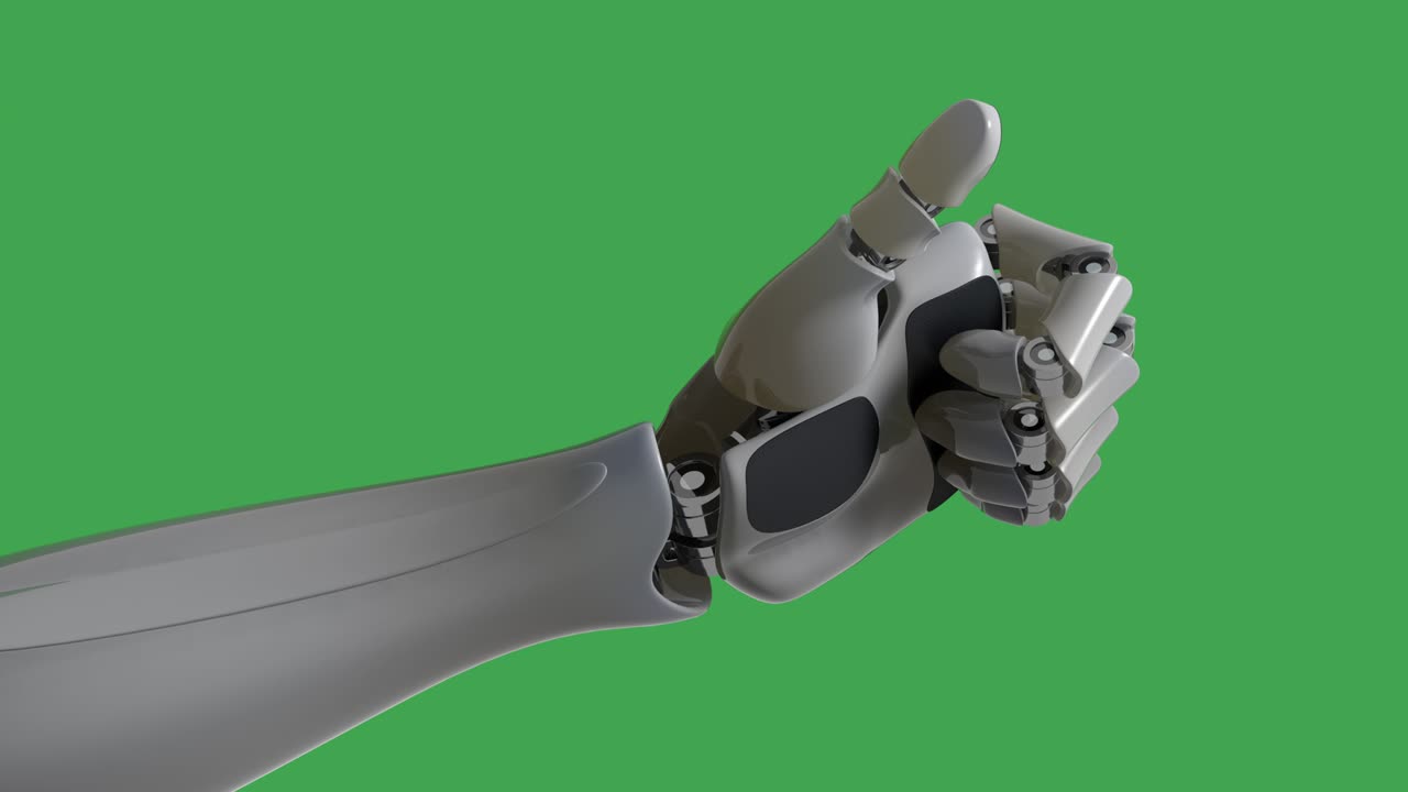 la mano del robot muestra el pulgar hacia arriba en la tecla croma