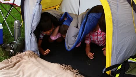 children having fun in tent