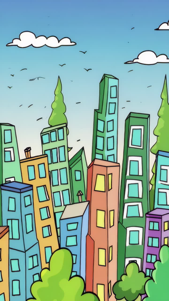 Paesaggio cittadino colorato di cartoni animati
