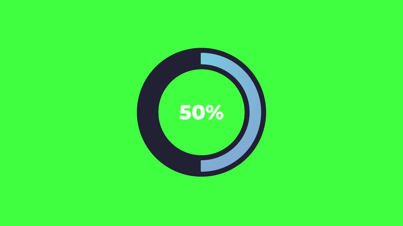 gráfico de pie de 0 a 50 listo para usar para diseño web, interfaz de usuario ui o infografía fondo de pantalla verde 4k
