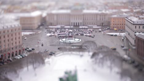 view of st. petersburg from the colonnade of the cathedral of st. isaac. tilt shift lens shooting with super shallow depth of field.