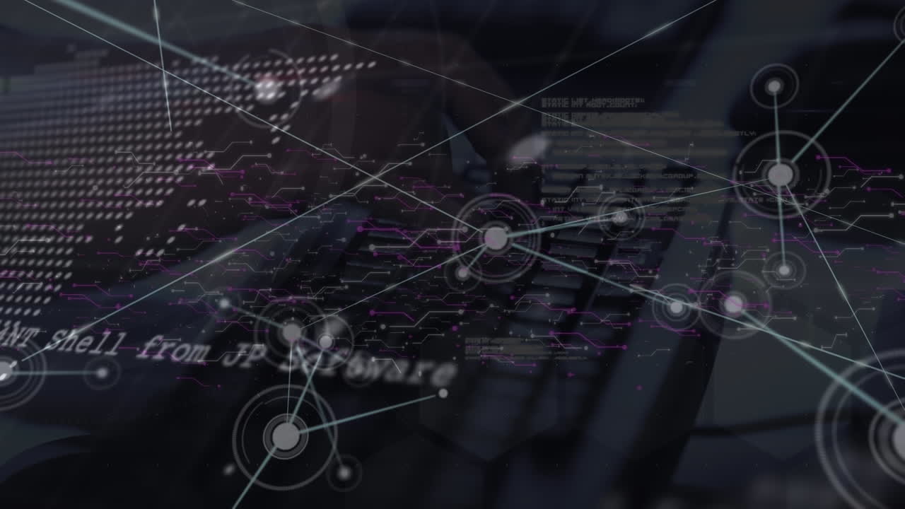 연결 네트워크의 애니메이션과 키보드에 손으로 입력하는 데이터 처리