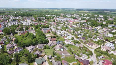 AERIAL-Orbiting-Shot-of-Ukmerge,-Lithuania