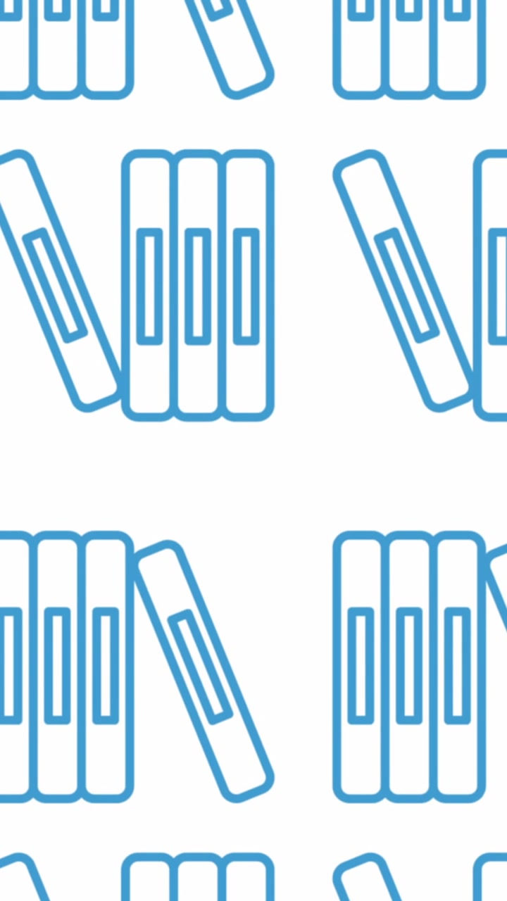 Animation of blue books icons pattern on white background