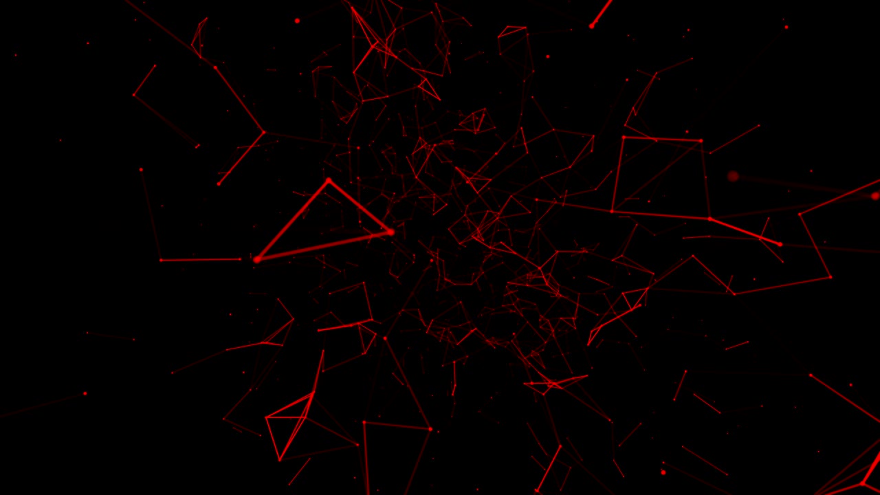 fondo geométrico rojo abstracto con líneas y puntos móviles