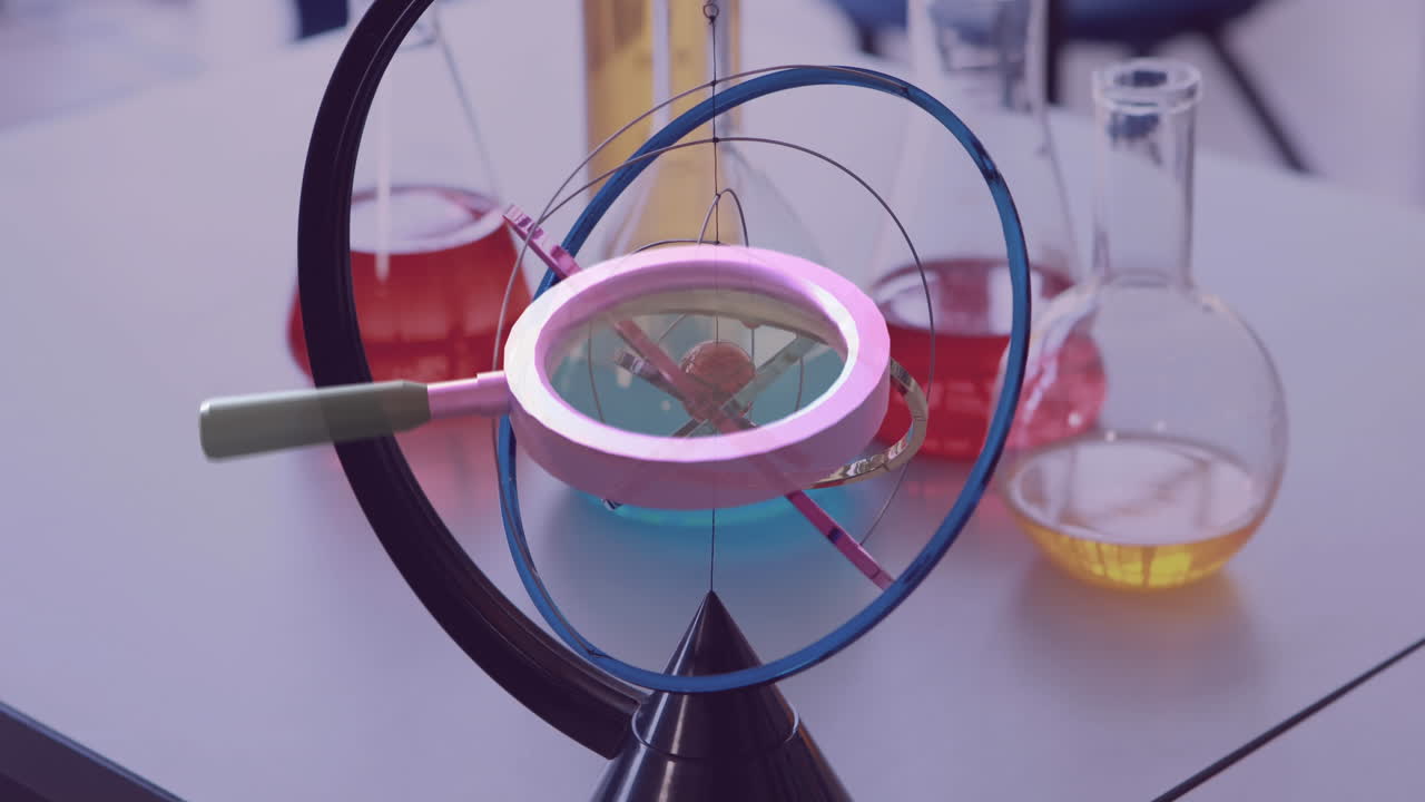 실험실 플라스크 위의 창 유리 애니메이션