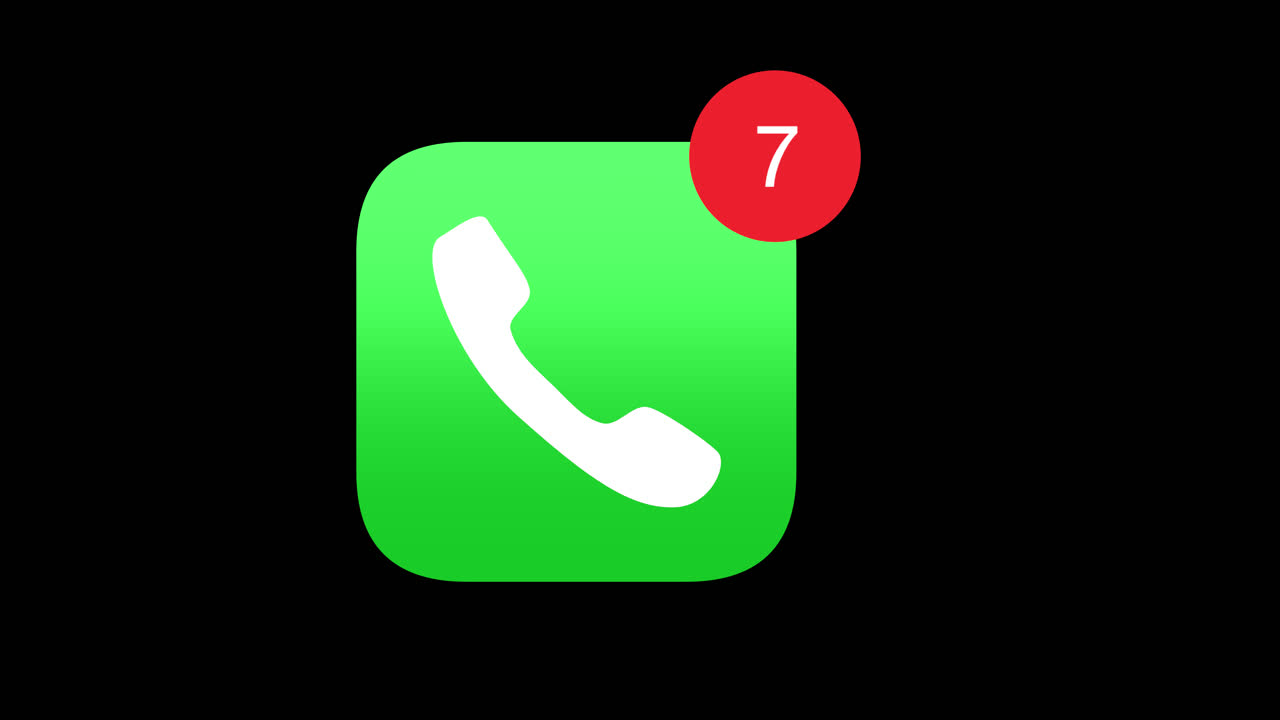 Mobile phone app icon counter displays notifications for missed calls