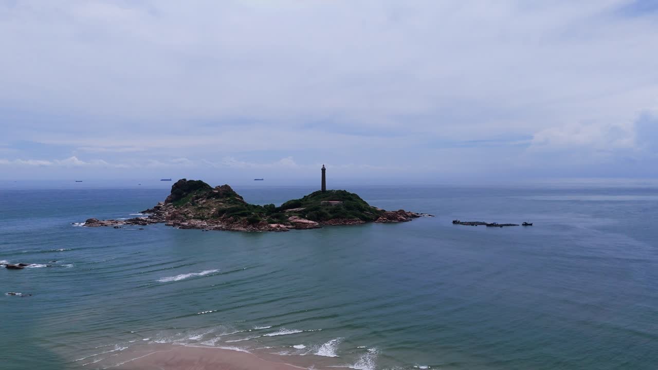 Aerial View Truck of the famous Ke ga Cape in Binh Thuan (Vietnam) During the Rainy Season