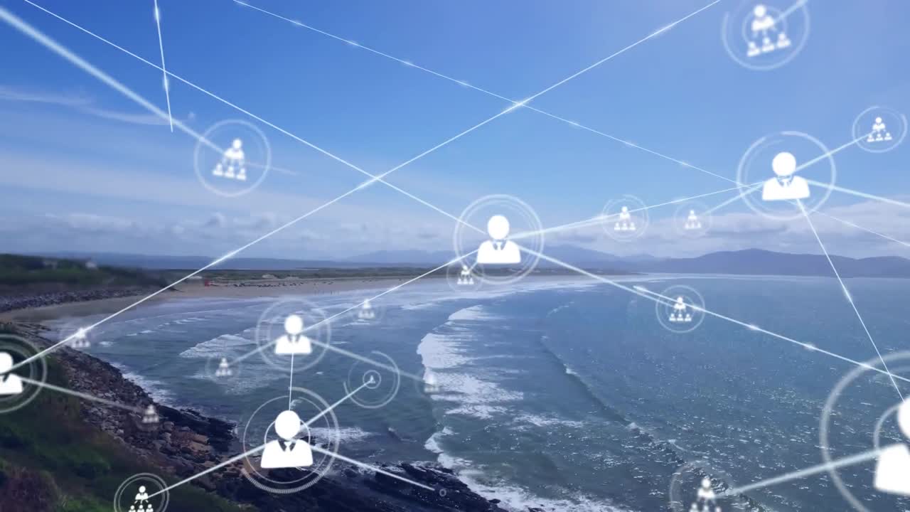 animación de la red de conexiones sobre la costa