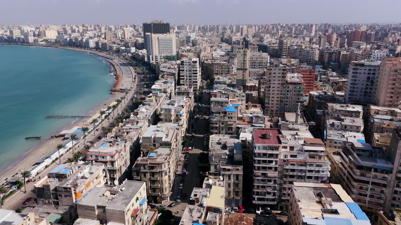 Bird’s-eye of Alexandria city by the Mediterranean