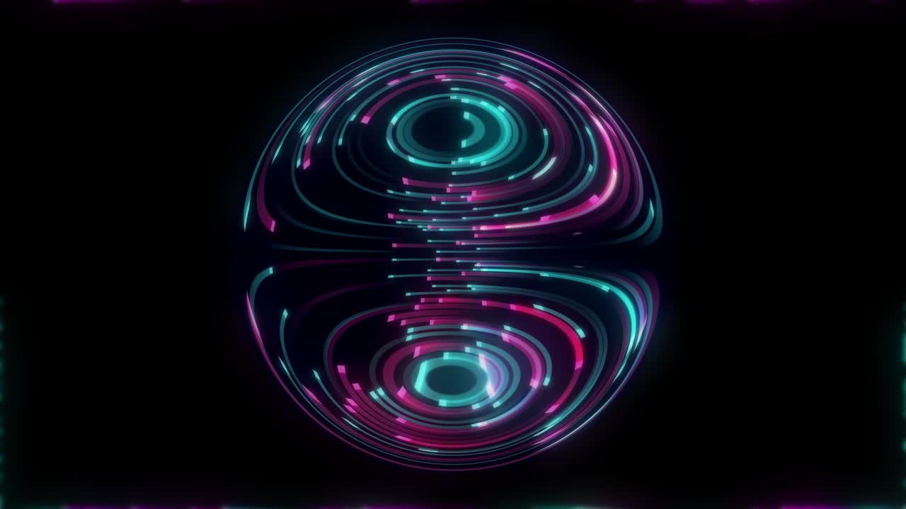 Pink and light green rays flow in circles.Animation of abstract graphics. A background of imagination and creativity.