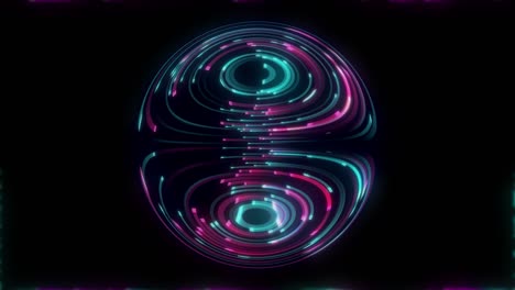 pink and light green rays flow in circles.animation of abstract graphics. a background of imagination and creativity.