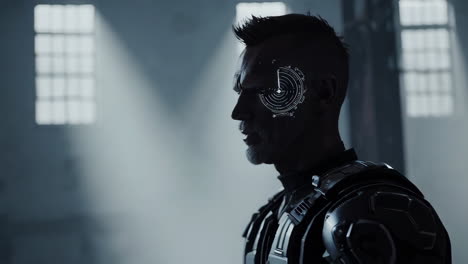 futuristic man with augmented reality interface