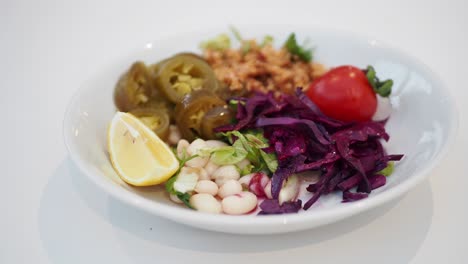 delicious and healthy salad with beans, jalapenos, and red cabbage