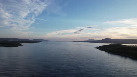 Sunset-at-Eagle-point-Ireland-west-Cork,-drone-aerial-view