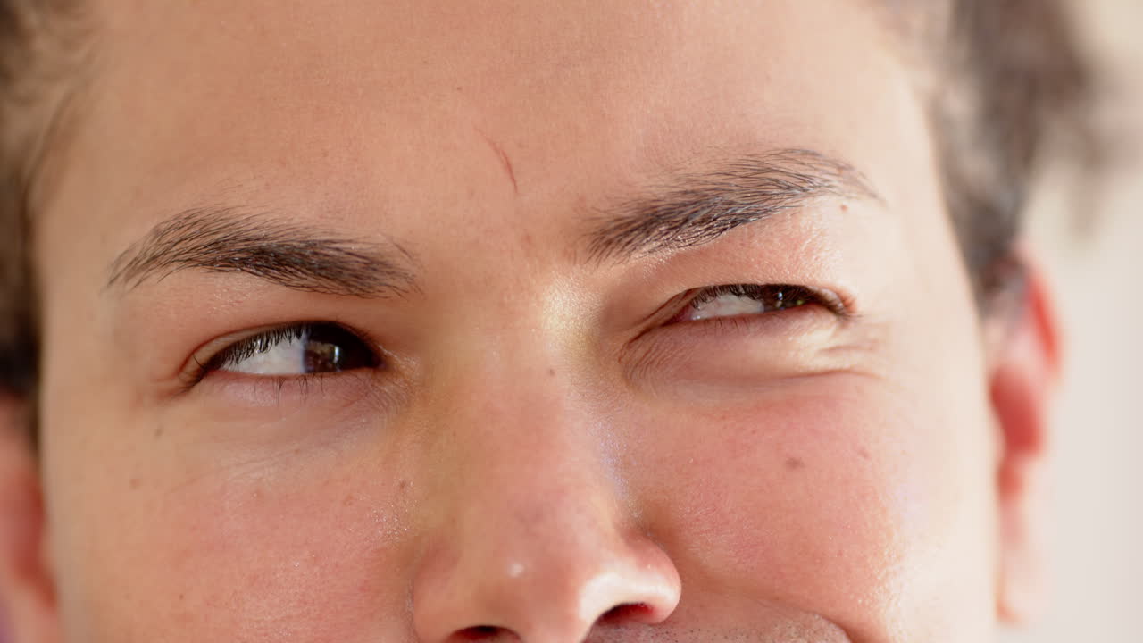 Close-up of person with closed eyes, relaxing and enjoying peaceful moment, at home