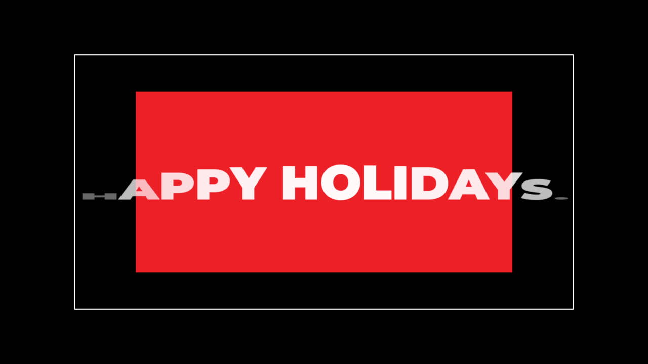 texto de introducción de animación felices fiestas sobre moda roja y fondo minimalista con forma geométrica