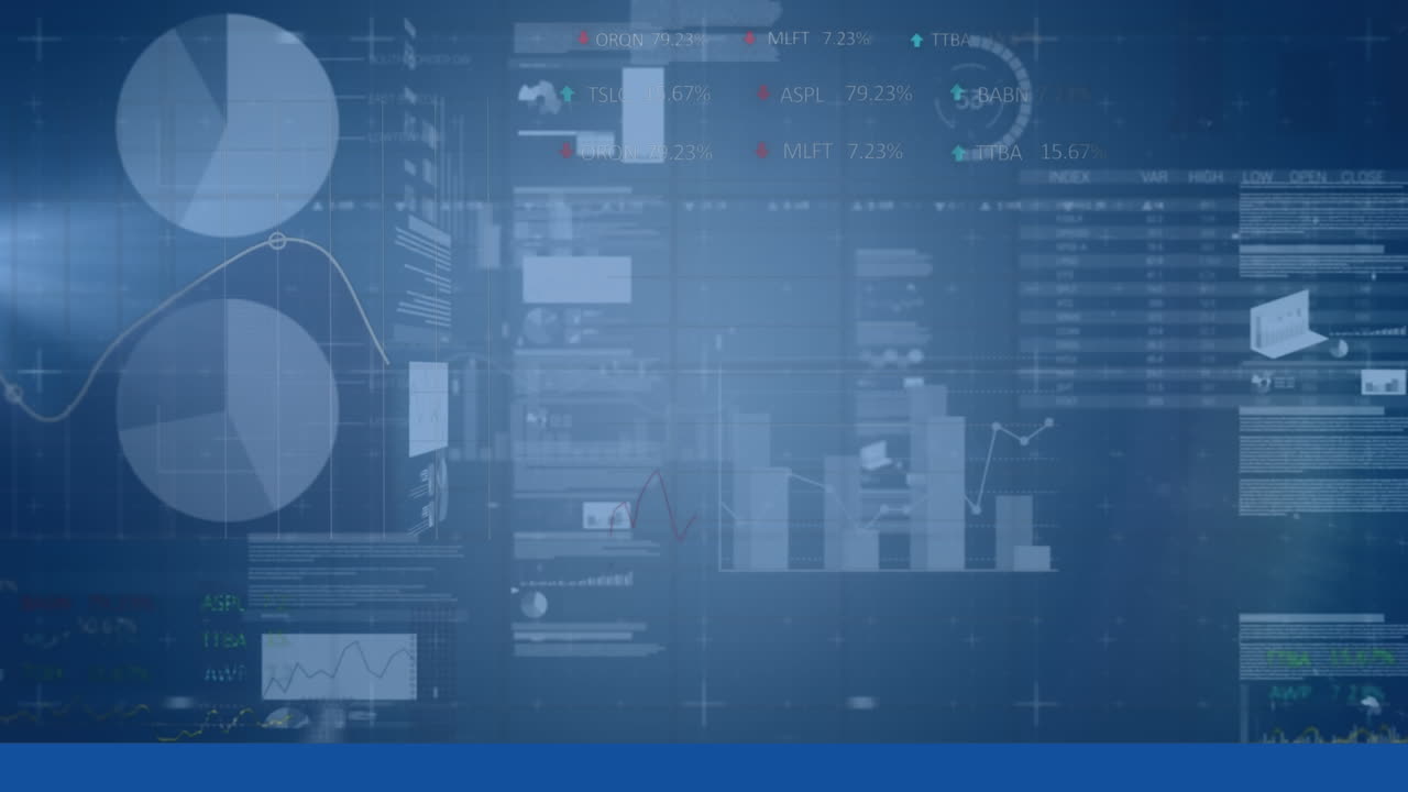 animación del procesamiento de datos financieros y el registro estadístico