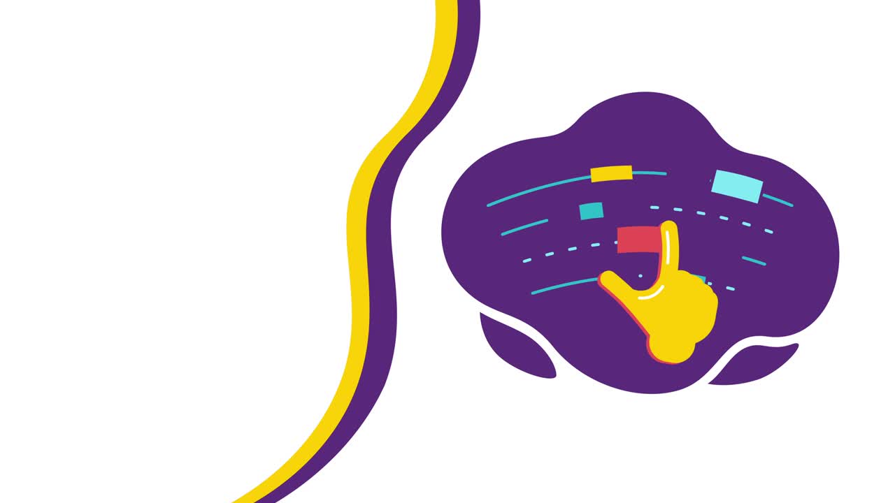 색 배경에 만화 손과 버튼의 4k 비디오