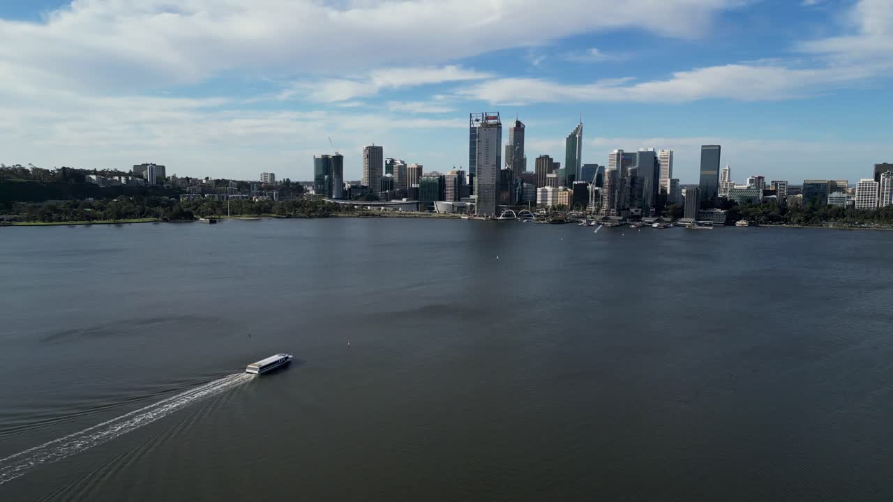 퍼스 시 와 스완 강, 퍼스, 서부 오스트레일리아 의 파노라마 항공 전망
