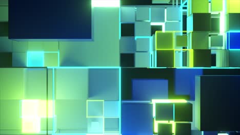 cubos geométricos abstractos con luces de neón