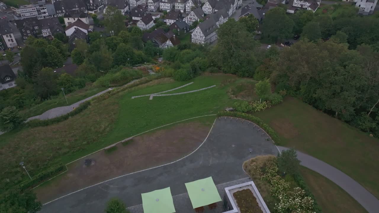 Authentic Half-Timbered Houses in Freudenberg Germany Aerial View