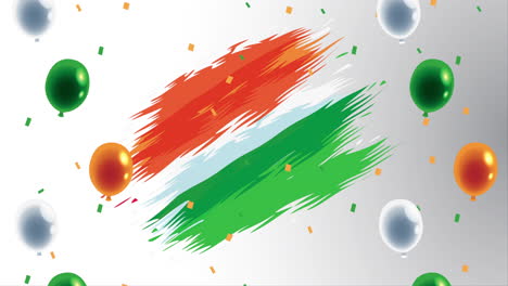 los globos del día de la independencia de la india helio con los colores de la bandera