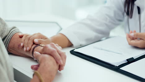 closeup, hands and doctor with a patient