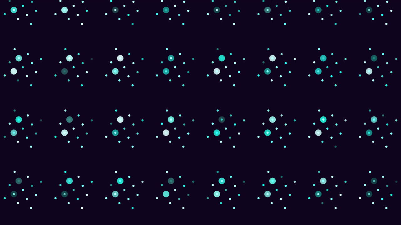검은색 위에 떠다니는 초록색 점들 무작위로 배열된 원들의 장난스러운 패턴