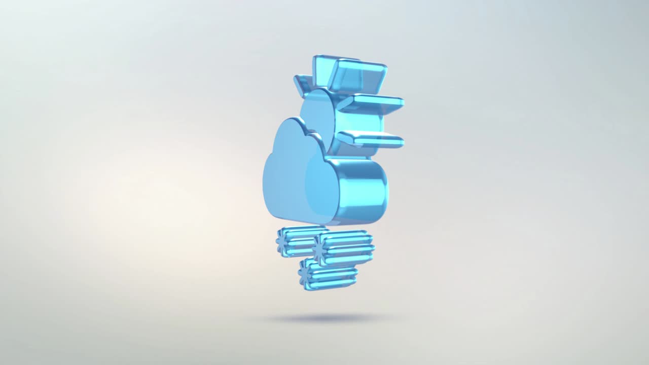 icono de pronóstico del tiempo, nube de vidrio transparente. símbolo giratorio nube sol y nieve con canal alfa